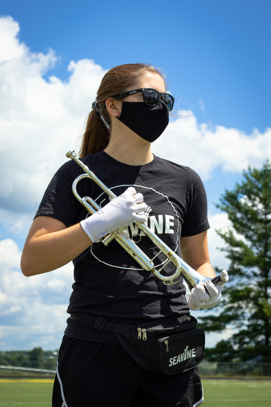 Double Layer Face Mask with Instrument Mouthpiece Opening