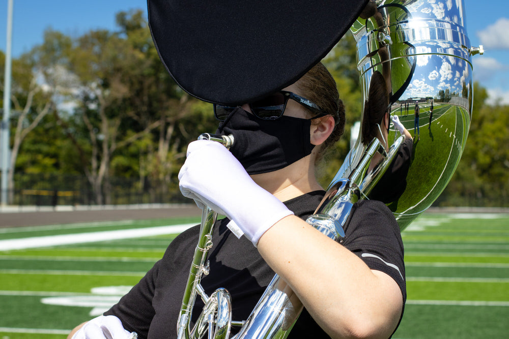 Double Layer Face Mask with Instrument Mouthpiece Opening