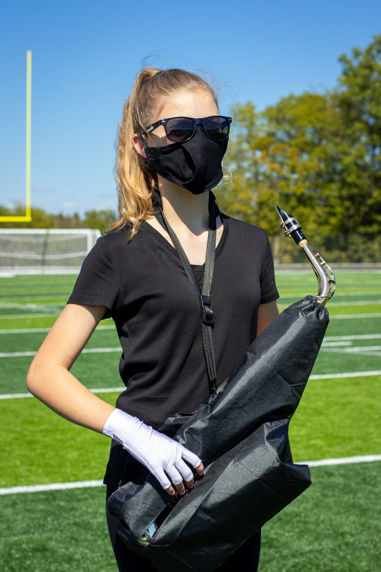 Double Layer Face Mask with Instrument Mouthpiece Opening